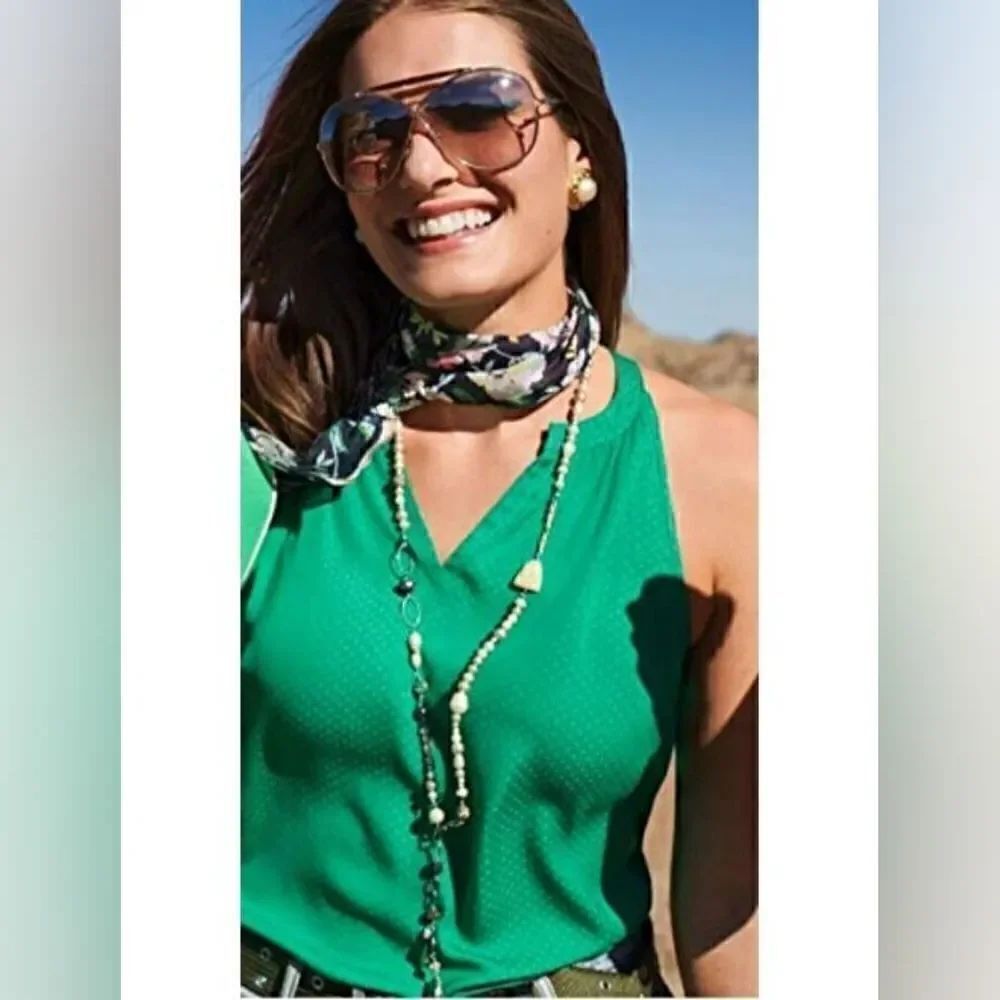  Cabi 5549 Green Sleveless Lush Blouse Top Small